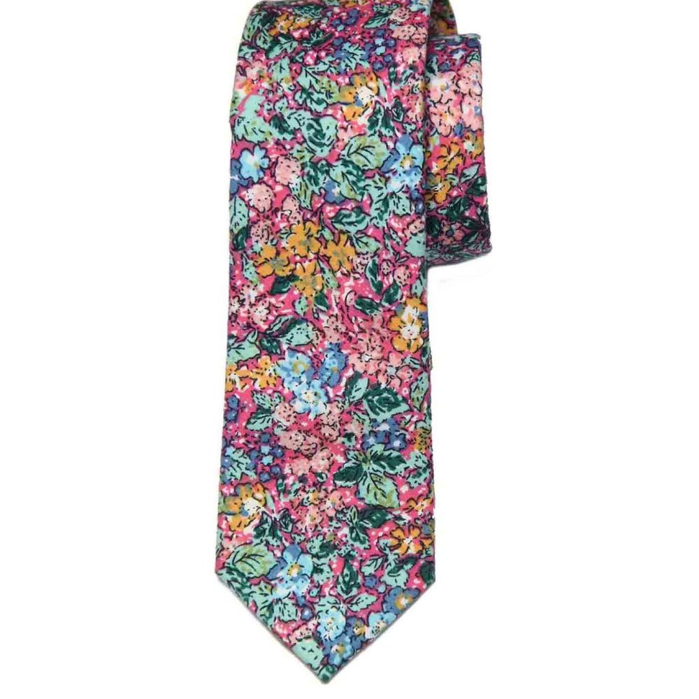 Gascoigne Tie Floral Cotton Narrow Men's